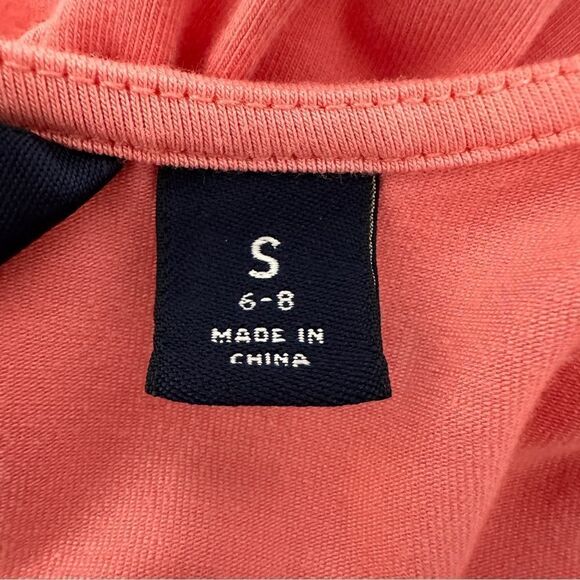 Lands' End Women's Dress Cap Sleeve V-NECK Coral White size S(6-8) - Picture 7 of 9